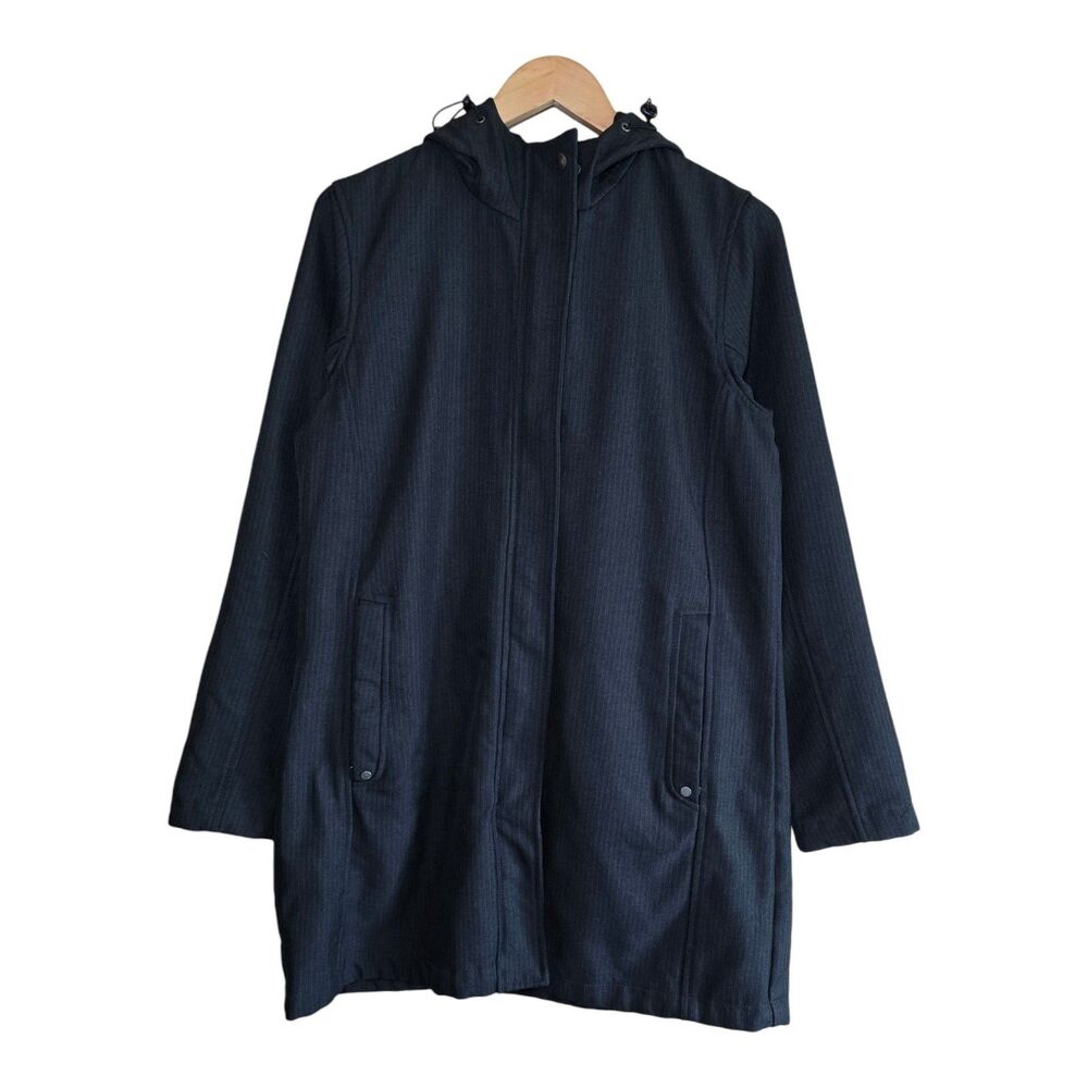 North End Womens Hooded Parka Jacket Large Black Charcoal Grey Full Zip